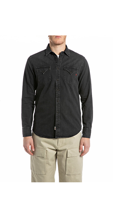 ブラックデニム ウエスタンシャツ